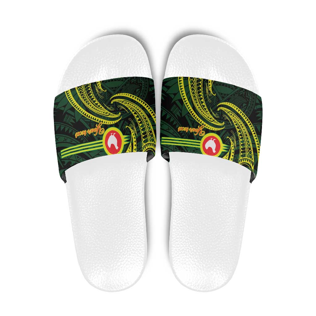 American Samoa Manua Cession Day Personalized Slide Sandals Polynesian Wave Style - Polynesian Pride