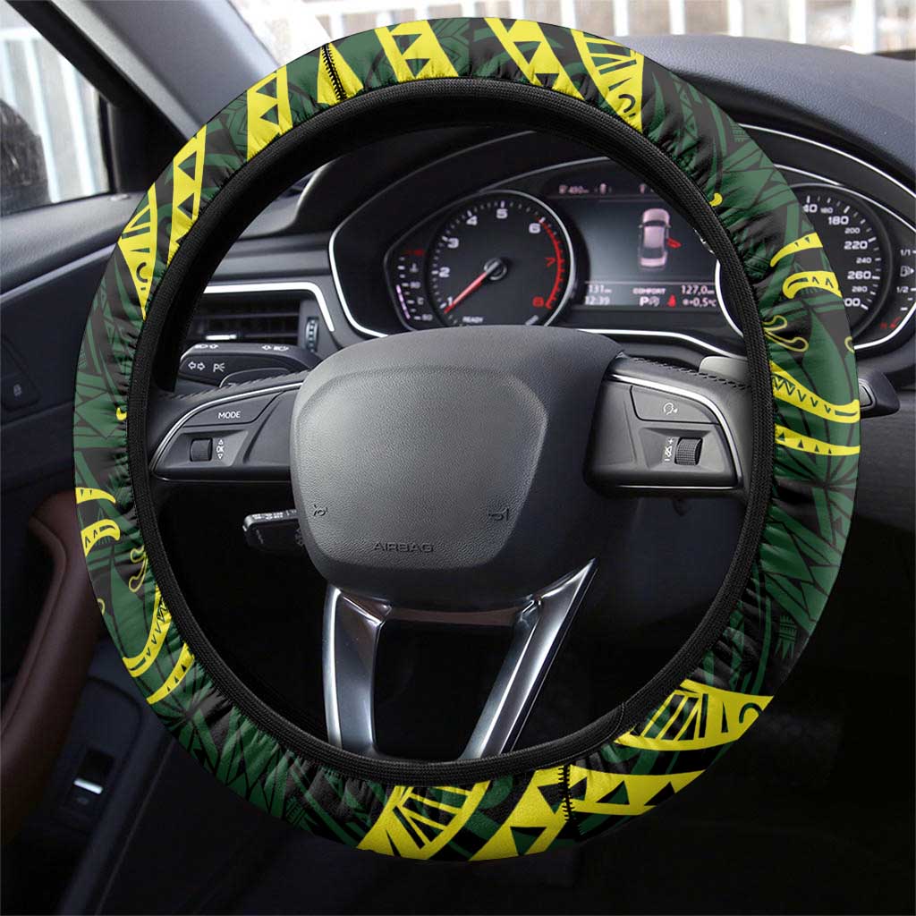 American Samoa Manua Cession Day Steering Wheel Cover Polynesian Wave Style