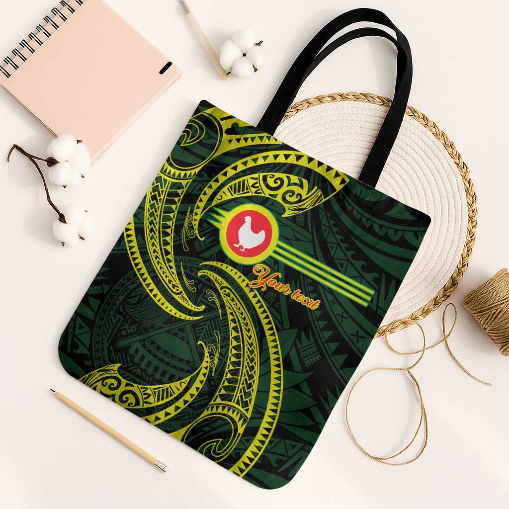 American Samoa Manua Cession Day Personalized Tote Bag Polynesian Wave Style LT9 Black Strap One Size Green - Polynesian Pride
