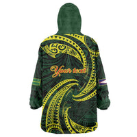 American Samoa Manua Cession Day Personalized Wearable Blanket Hoodie Polynesian Wave Style LT9 - Polynesian Pride