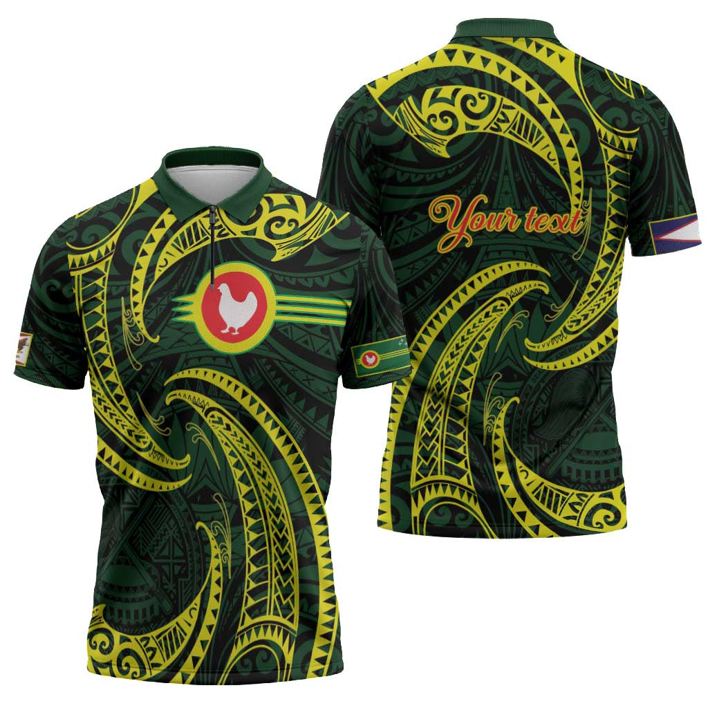 American Samoa Manua Cession Day Personalized Zipper Polo Shirt Polynesian Wave Style - Polynesian Pride