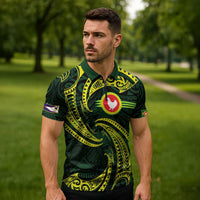 American Samoa Manua Cession Day Personalized Zipper Polo Shirt Polynesian Wave Style - Polynesian Pride