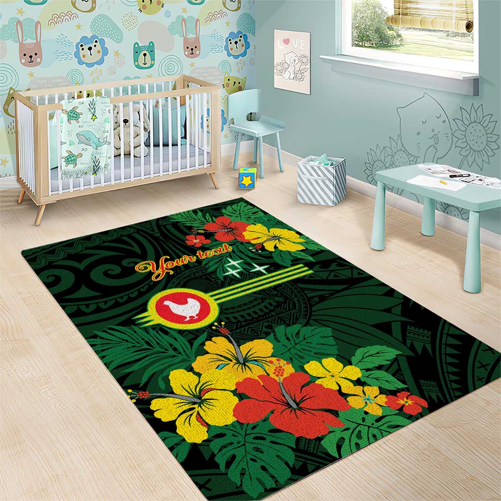 American Samoa Manu'atele Personalized Area Rug Manua Island Hibiscus Flowers