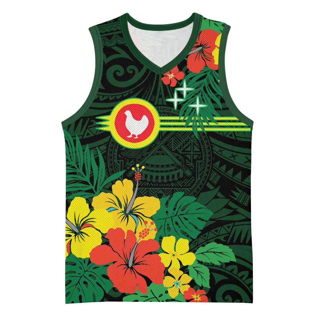 American Samoa Manu'atele Personalized Basketball Jersey Manua Island Hibiscus Flowers LT9 Unisex Green - Polynesian Pride
