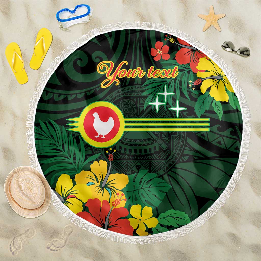 American Samoa Manu'atele Personalized Beach Blanket Manua Island Hibiscus Flowers LT9 One Size 150cm Green - Polynesian Pride