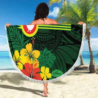 American Samoa Manu'atele Personalized Beach Blanket Manua Island Hibiscus Flowers