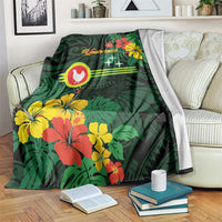American Samoa Manu'atele Personalized Blanket Manua Island Hibiscus Flowers