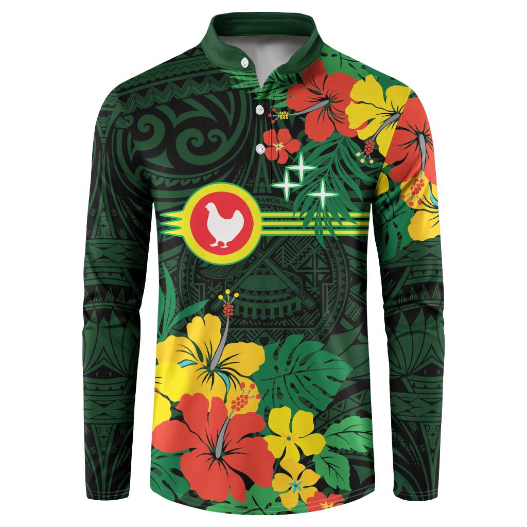 American Samoa Manu'atele Personalized Button Sweatshirt Manua Island Hibiscus Flowers