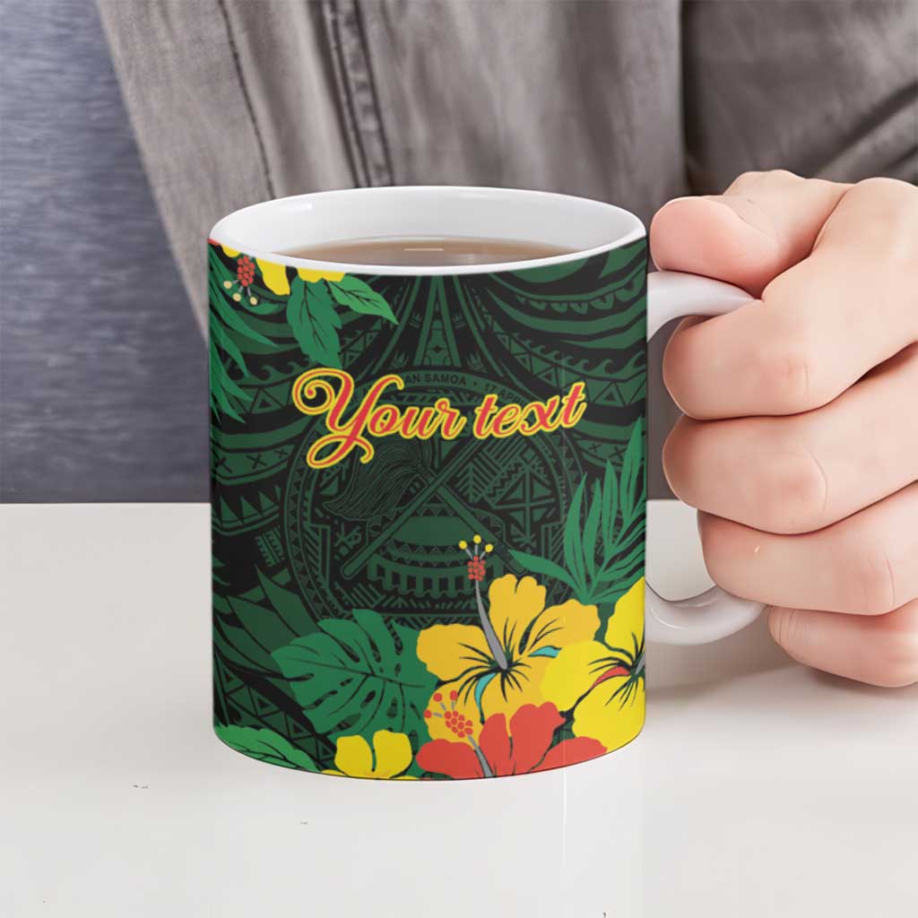 American Samoa Manu'atele Personalized Ceramic Mug Manua Island Hibiscus Flowers - Polynesian Pride
