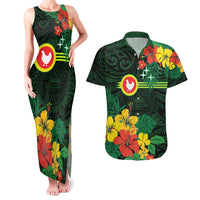 American Samoa Manu'atele Personalized Couples Matching Tank Maxi Dress and Hawaiian Shirt Manua Island Hibiscus Flowers