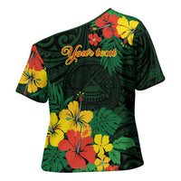 American Samoa Manu'atele Personalized Cross Shoulder Shirt Manua Island Hibiscus Flowers - Polynesian Pride