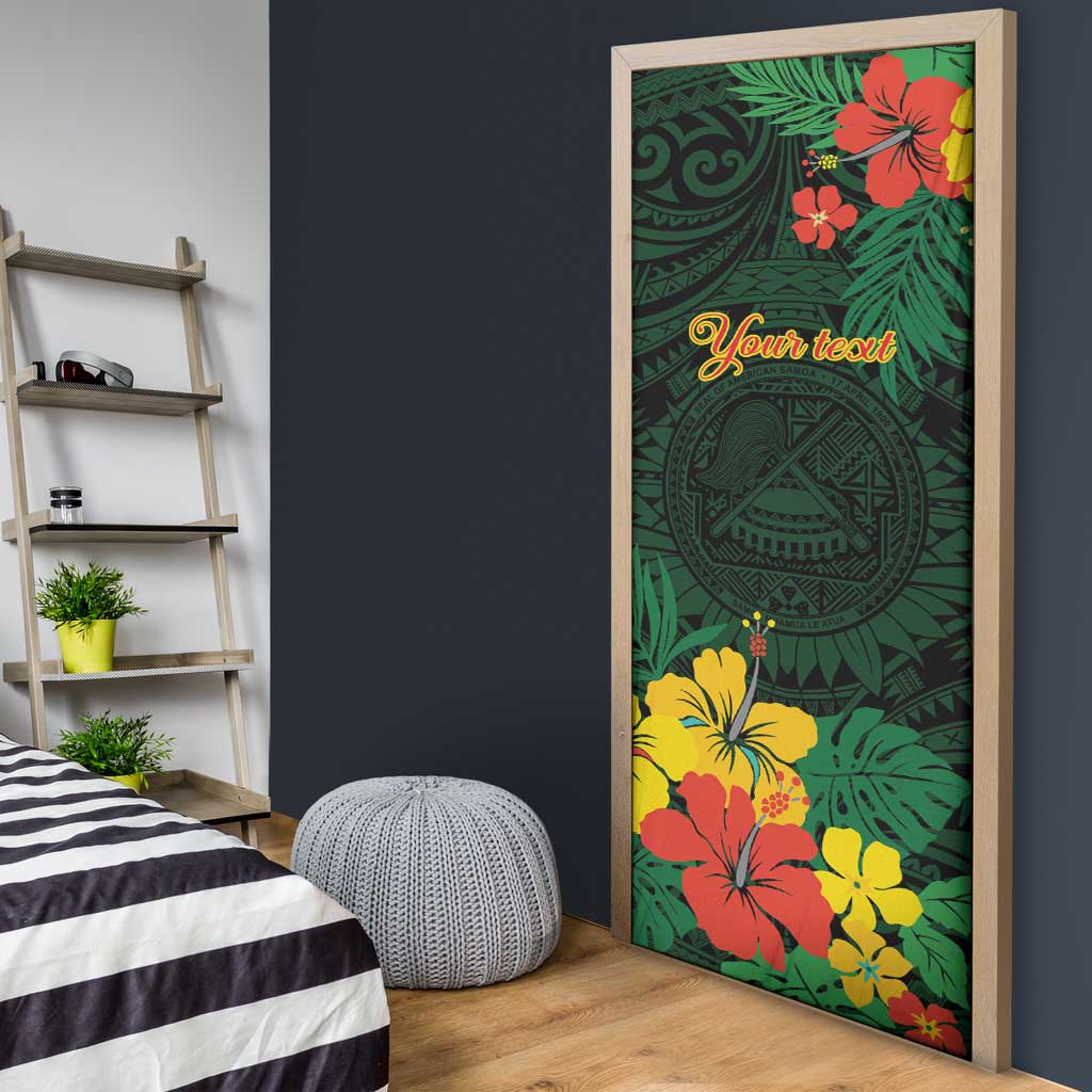 American Samoa Manu'atele Personalized Door Cover Manua Island Hibiscus Flowers - Polynesian Pride