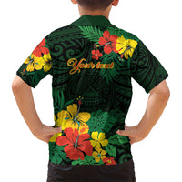 American Samoa Manu'atele Personalized Family Matching Puletasi and Hawaiian Shirt Manua Island Hibiscus Flowers