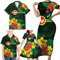 American Samoa Manu'atele Personalized Family Matching Short Sleeve Bodycon Dress and Hawaiian Shirt Manua Island Hibiscus Flowers