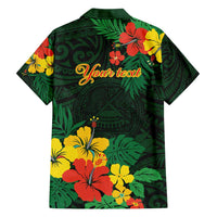 American Samoa Manu'atele Personalized Family Matching Short Sleeve Bodycon Dress and Hawaiian Shirt Manua Island Hibiscus Flowers