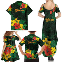 American Samoa Manu'atele Personalized Family Matching Summer Maxi Dress and Hawaiian Shirt Manua Island Hibiscus Flowers