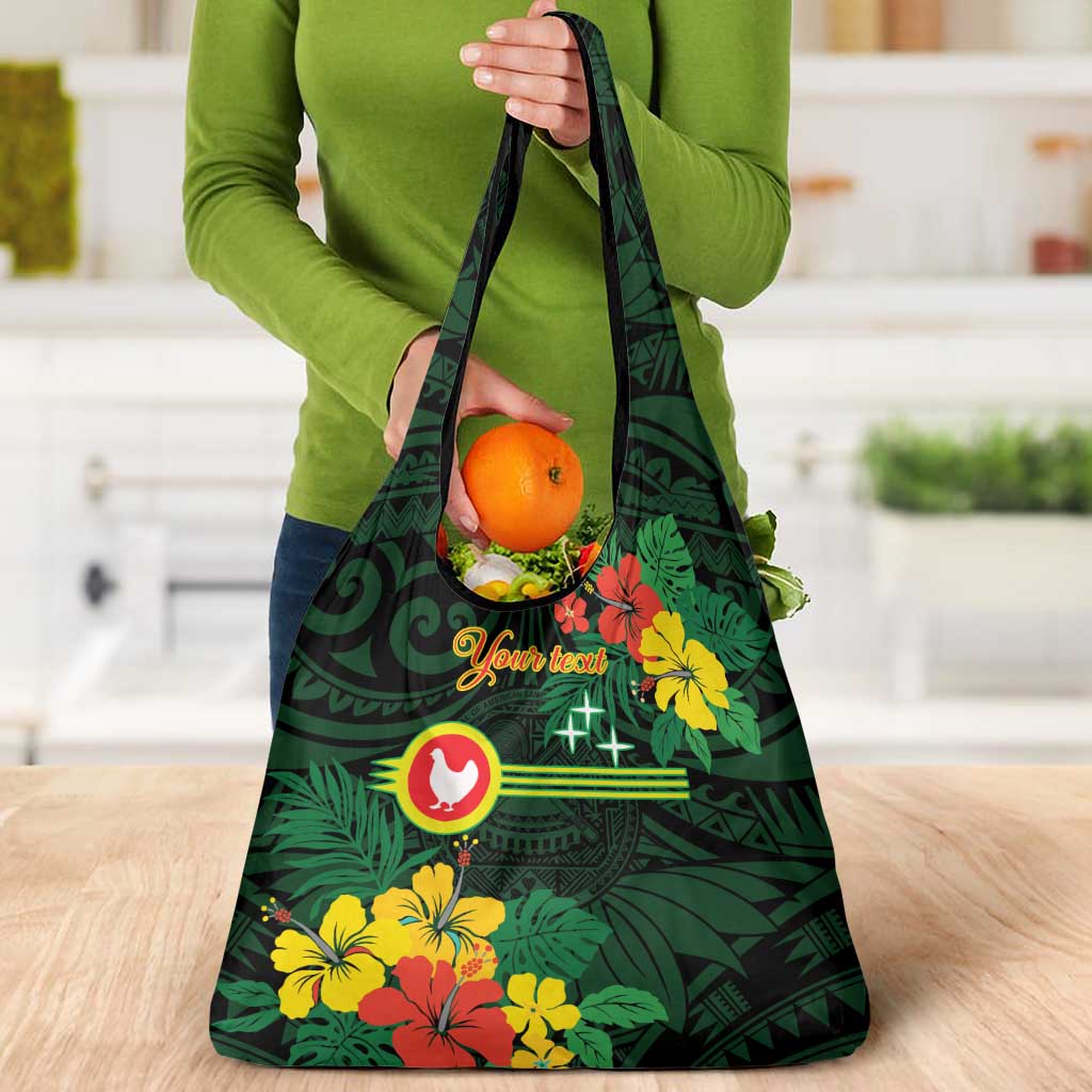 American Samoa Manu'atele Personalized Grocery Bag Manua Island Hibiscus Flowers