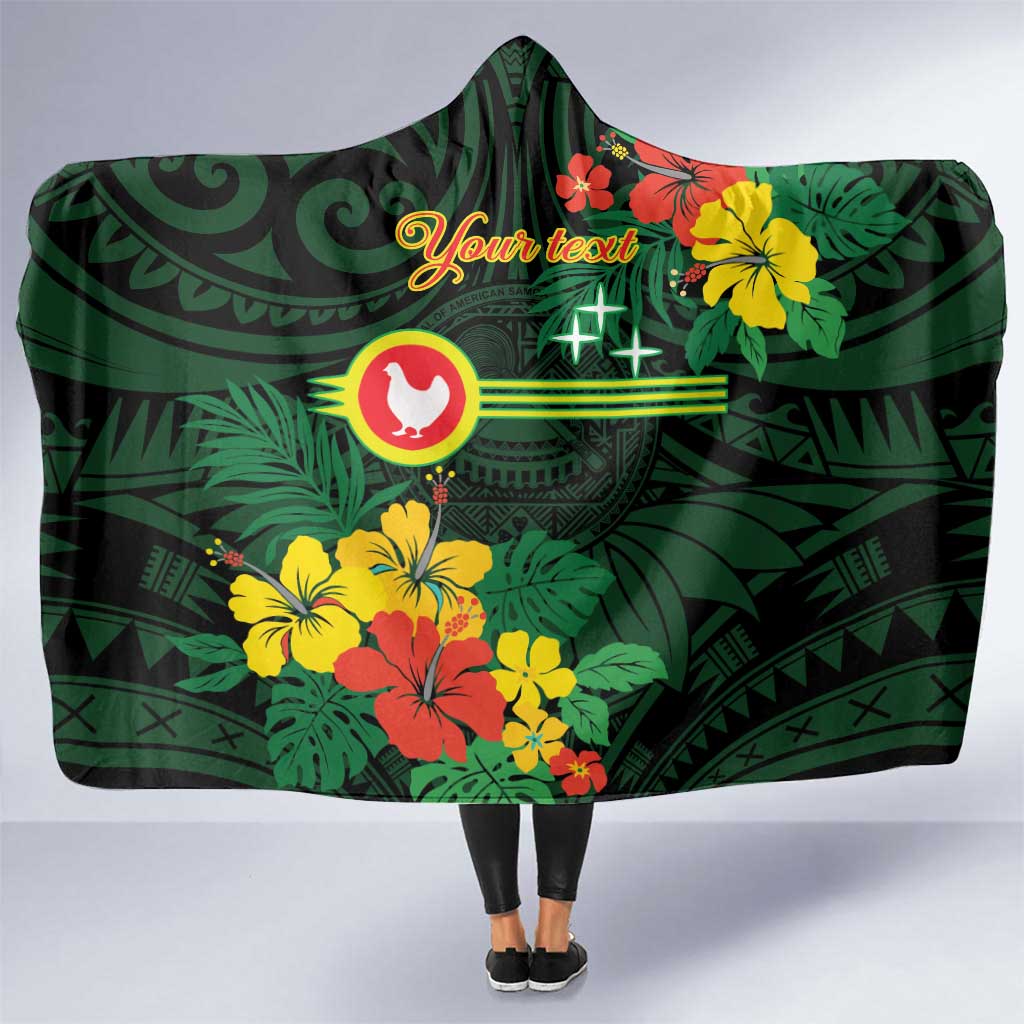 American Samoa Manu'atele Personalized Hooded Blanket Manua Island Hibiscus Flowers LT9 One Size Green - Polynesian Pride