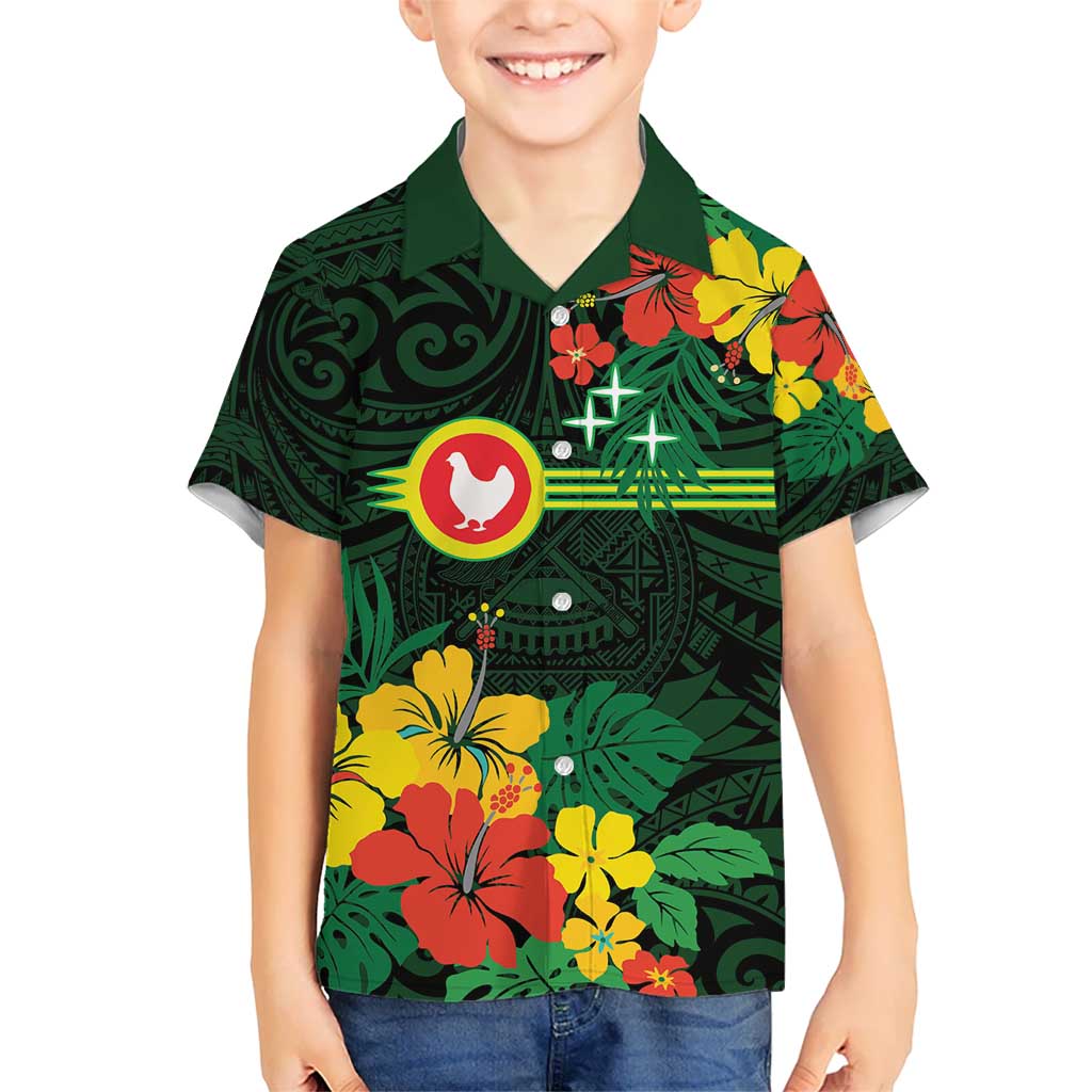 American Samoa Manu'atele Personalized Kid Hawaiian Shirt Manua Island Hibiscus Flowers LT9 Kid Green - Polynesian Pride