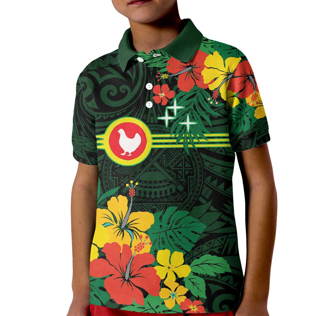 American Samoa Manu'atele Personalized Kid Polo Shirt Manua Island Hibiscus Flowers LT9 Kid Green - Polynesian Pride
