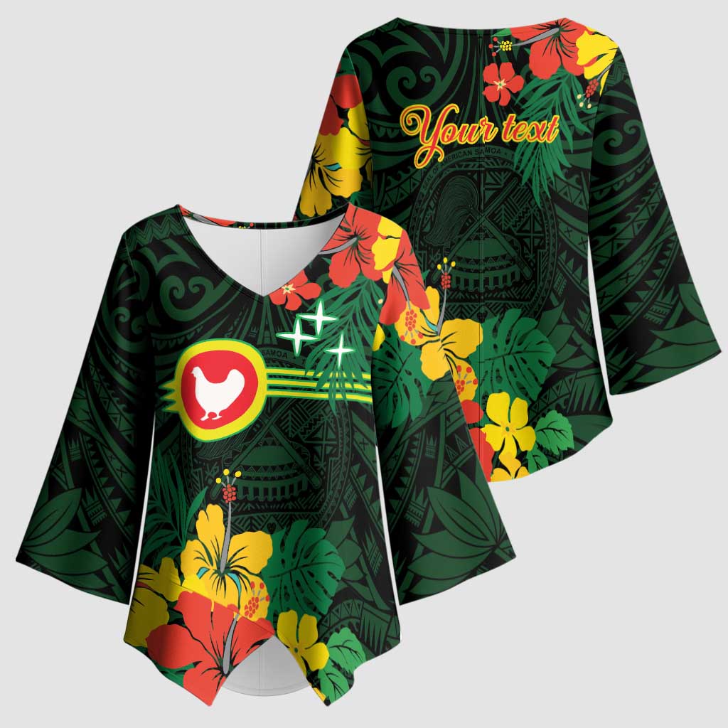 American Samoa Manu'atele Personalized Kimono Sleeve Blouse Manua Island Hibiscus Flowers - Polynesian Pride