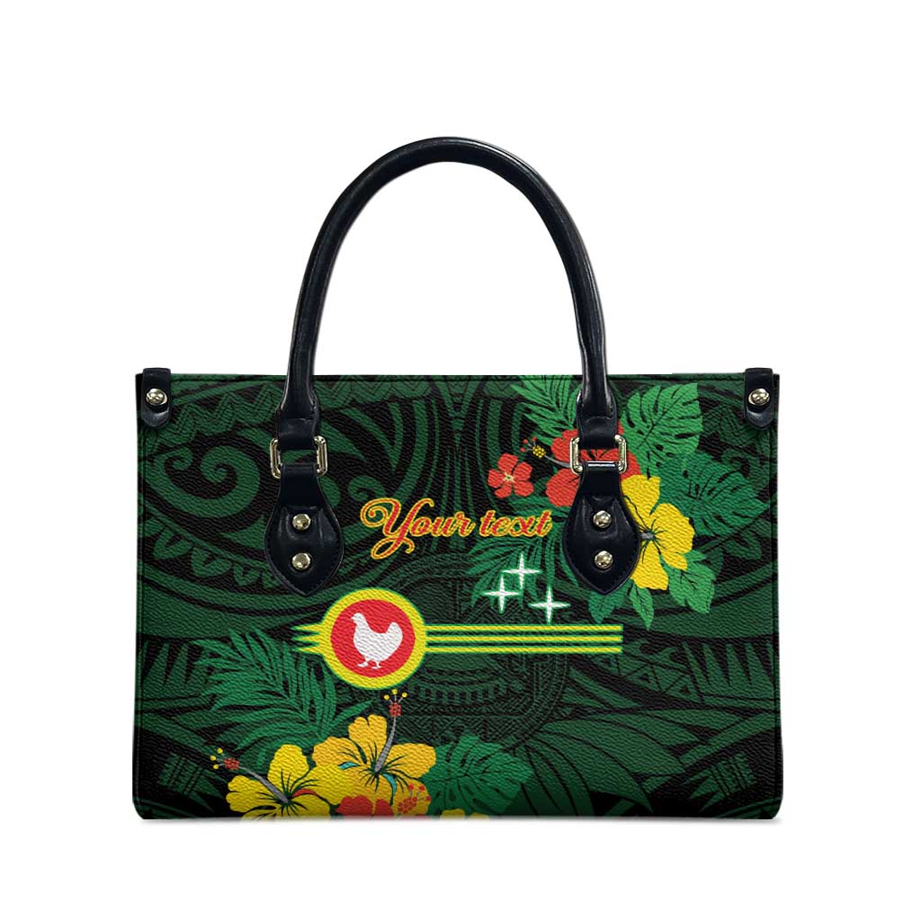 American Samoa Manu'atele Personalized Leather Bag Manua Island Hibiscus Flowers - Polynesian Pride