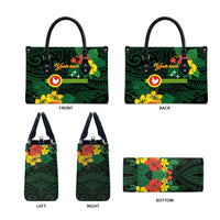 American Samoa Manu'atele Personalized Leather Bag Manua Island Hibiscus Flowers - Polynesian Pride