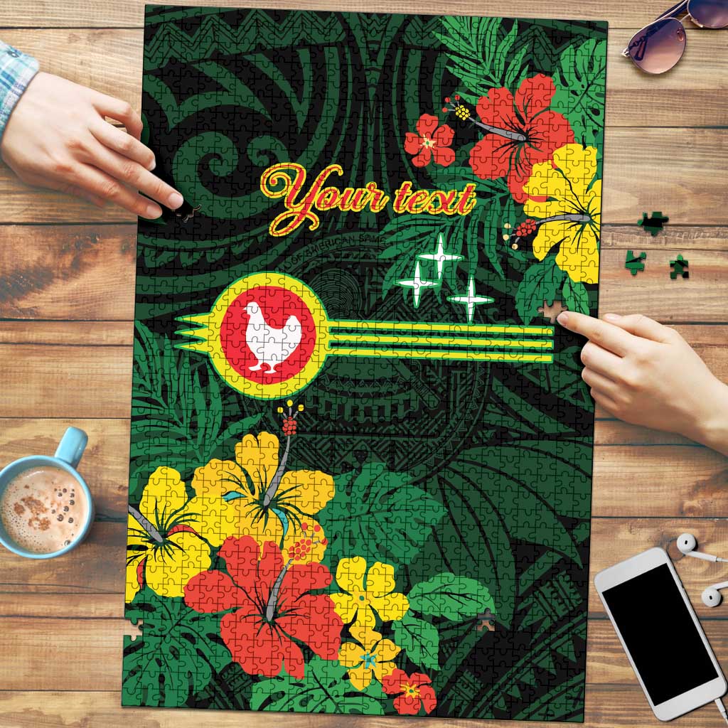 American Samoa Manu'atele Personalized Puzzle Manua Island Hibiscus Flowers LT9 Green - Polynesian Pride