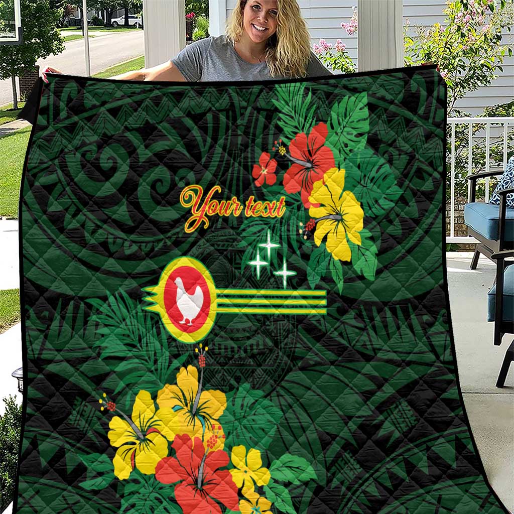 American Samoa Manu'atele Personalized Quilt Manua Island Hibiscus Flowers LT9 Green - Polynesian Pride