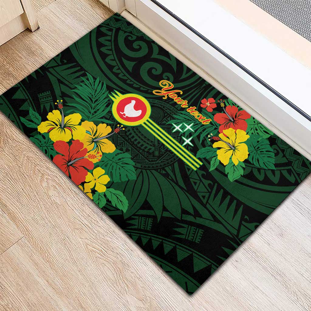 American Samoa Manu'atele Personalized Rubber Doormat Manua Island Hibiscus Flowers