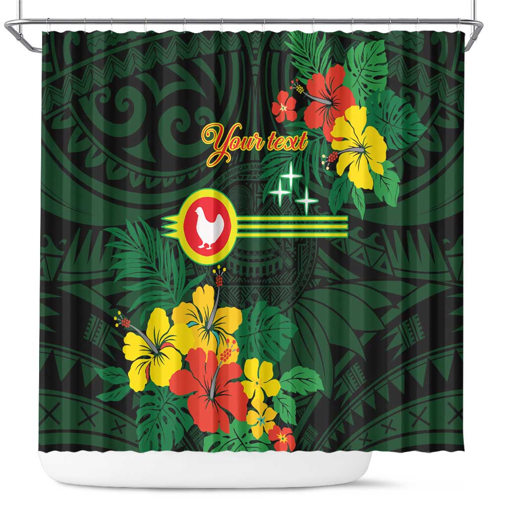 American Samoa Manu'atele Personalized Shower Curtain Manua Island Hibiscus Flowers LT9 Green - Polynesian Pride