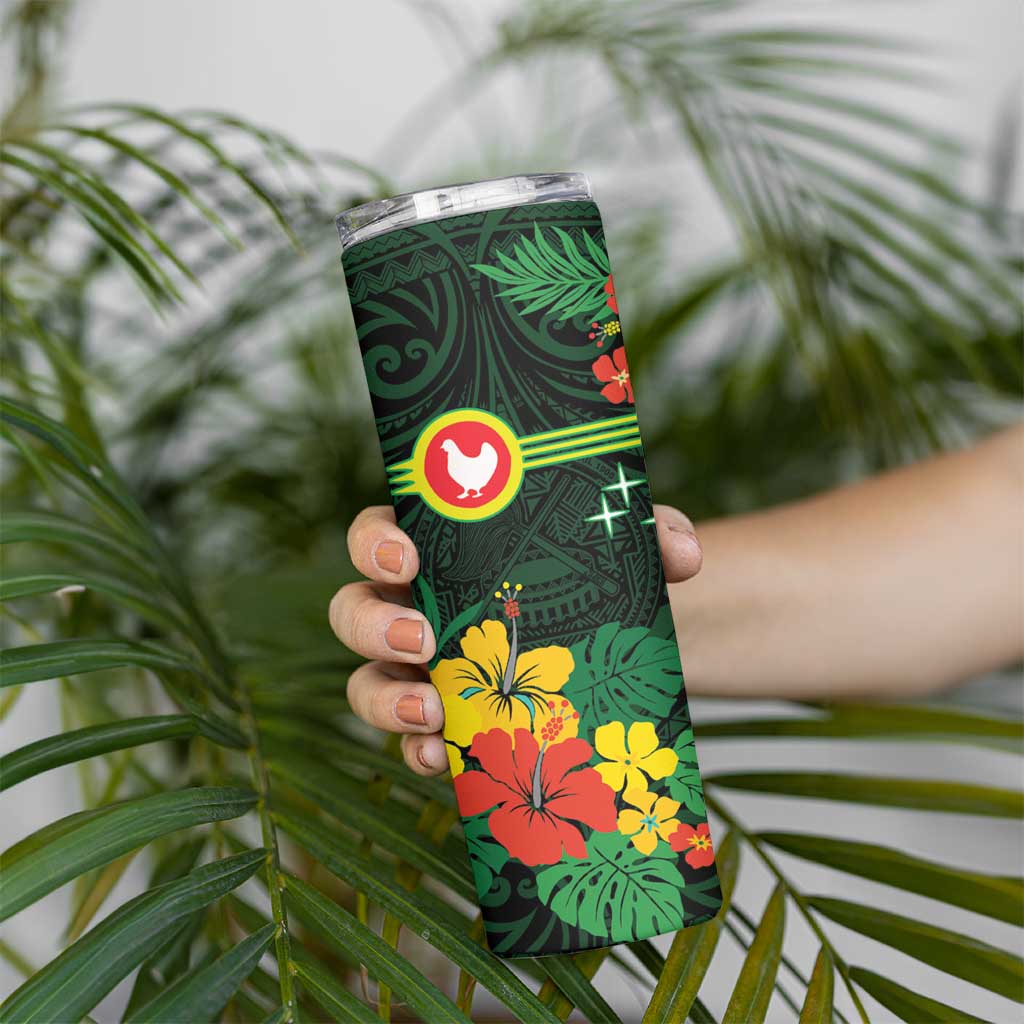 American Samoa Manu'atele Personalized Skinny Tumbler Manua Island Hibiscus Flowers