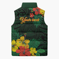American Samoa Manu'atele Personalized Sleeveless Puffer Jacket Manua Island Hibiscus Flowers - Polynesian Pride