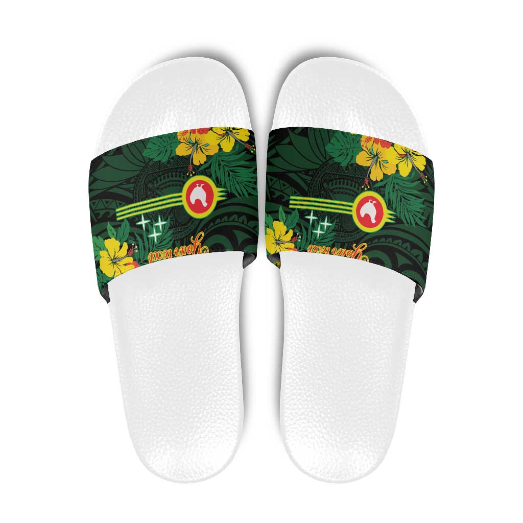 American Samoa Manu'atele Personalized Slide Sandals Manua Island Hibiscus Flowers - Polynesian Pride