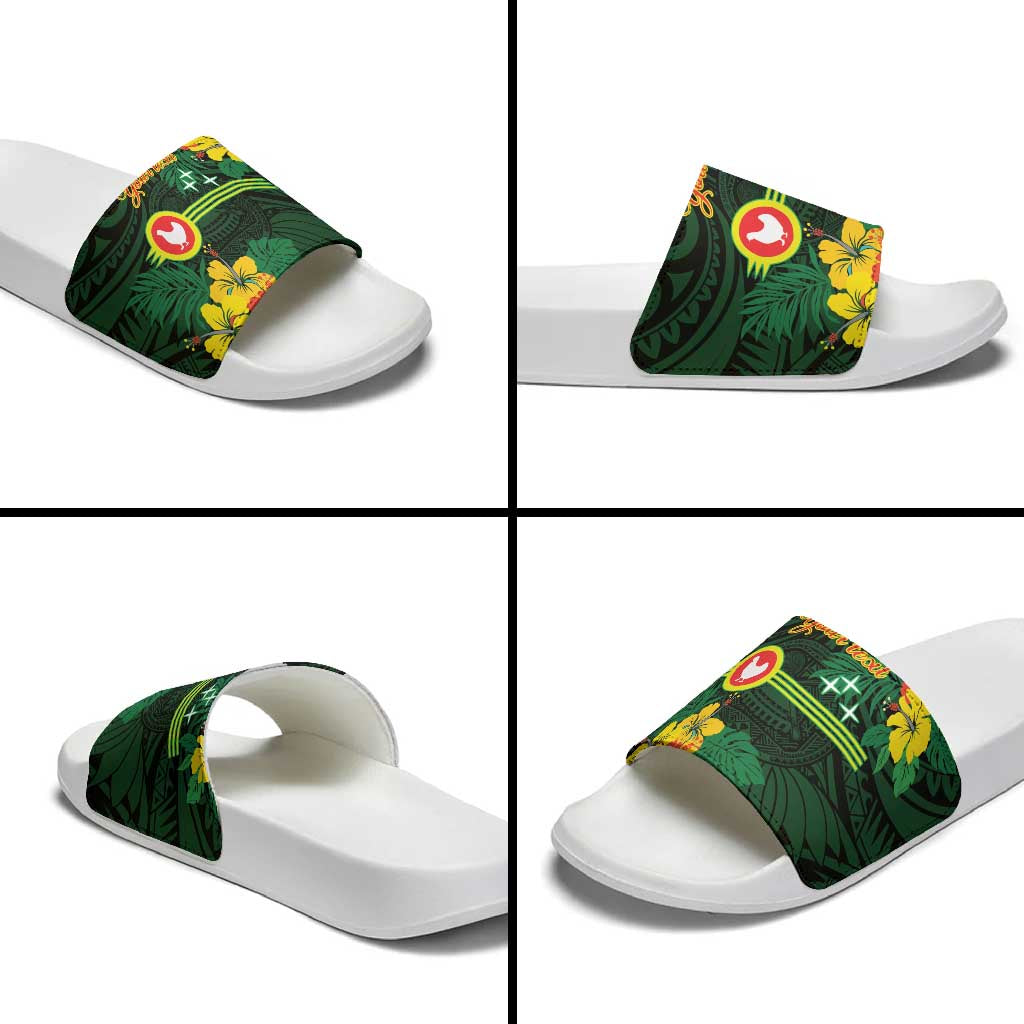 American Samoa Manu'atele Personalized Slide Sandals Manua Island Hibiscus Flowers - Polynesian Pride