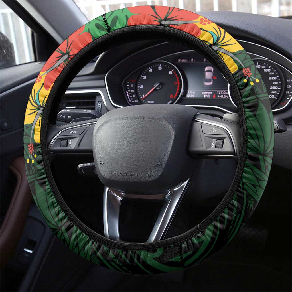 American Samoa Manu'atele Steering Wheel Cover Manua Island Hibiscus Flowers LT9 - Polynesian Pride