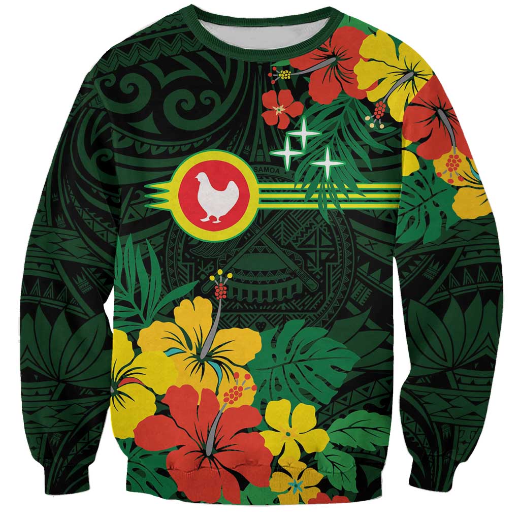 American Samoa Manu'atele Personalized Sweatshirt Manua Island Hibiscus Flowers LT9 Unisex Green - Polynesian Pride