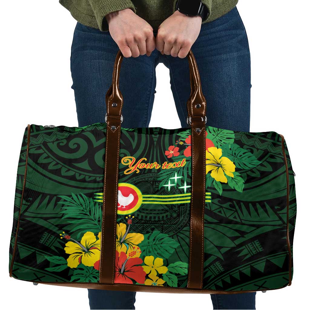 American Samoa Manu'atele Personalized Travel Bag Manua Island Hibiscus Flowers LT9 Green - Polynesian Pride