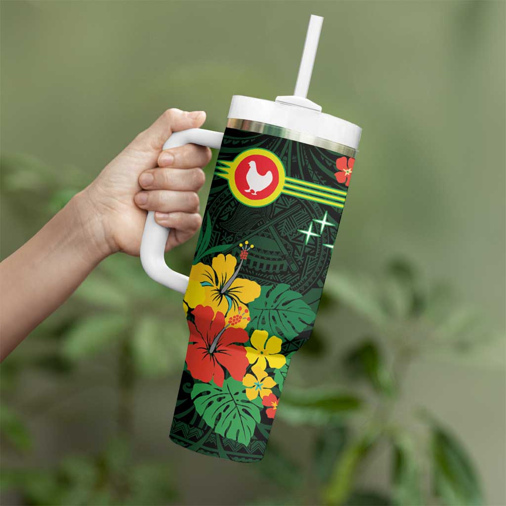 American Samoa Manu'atele Personalized Tumbler With Handle Manua Island Hibiscus Flowers