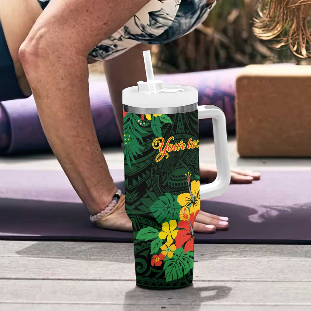 American Samoa Manu'atele Personalized Tumbler With Handle Manua Island Hibiscus Flowers