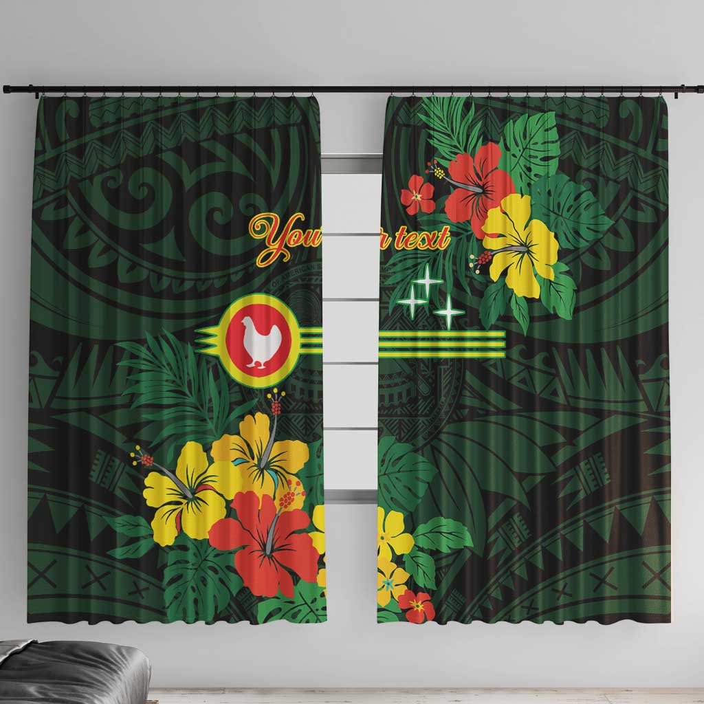 American Samoa Manu'atele Personalized Window Curtain Manua Island Hibiscus Flowers LT9 With Hooks Green - Polynesian Pride