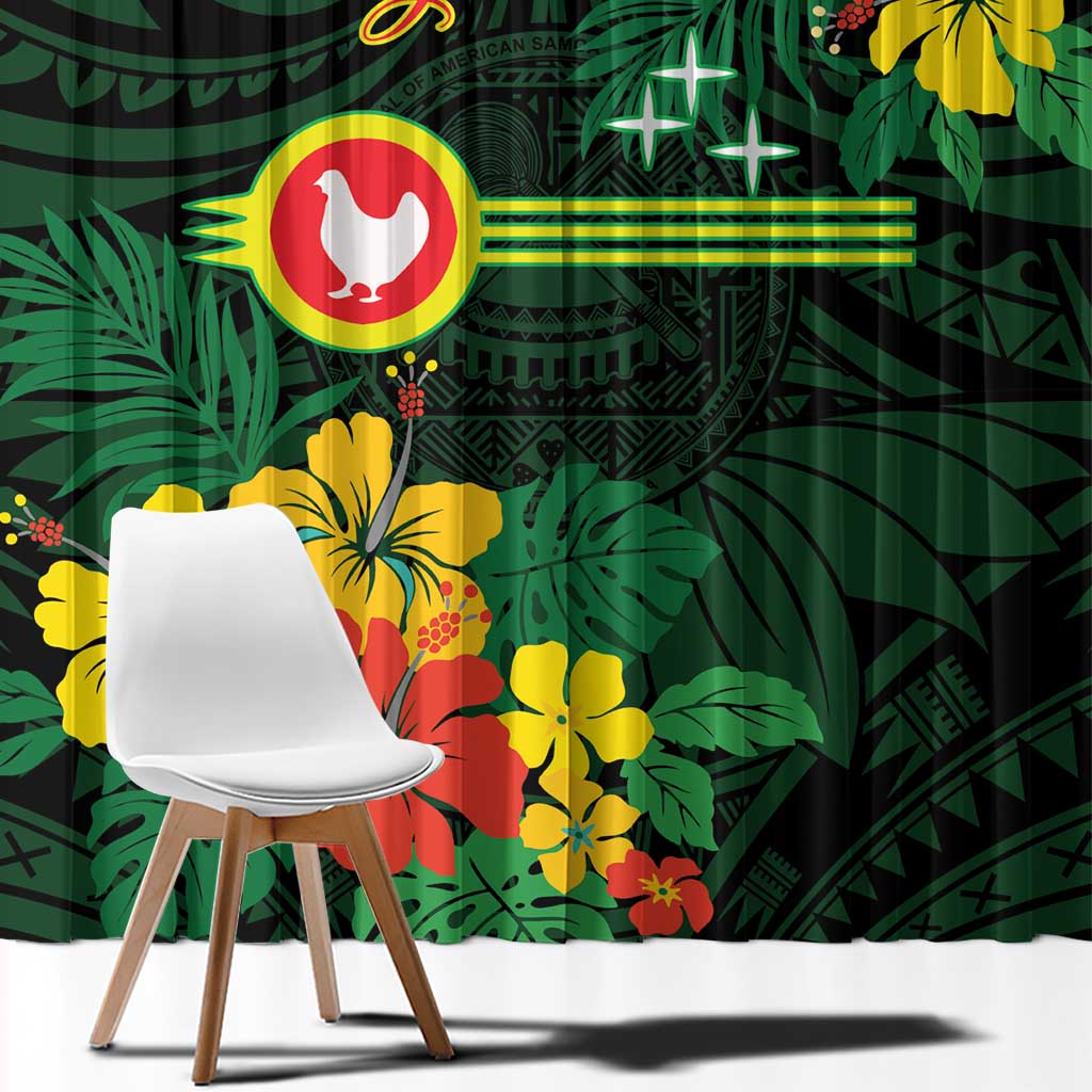 American Samoa Manu'atele Personalized Window Curtain Manua Island Hibiscus Flowers
