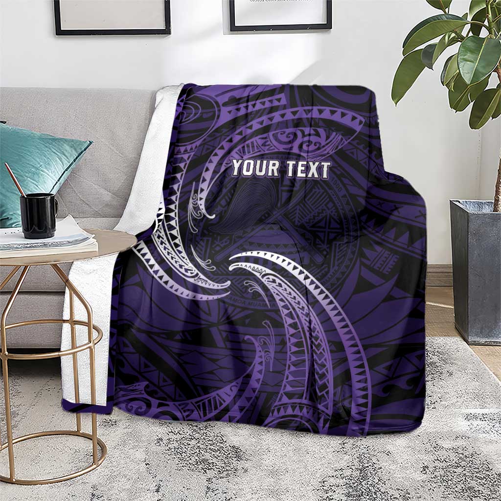 Manua Segaula American Samoa High School Personalized Blanket Polynesian Wave Style