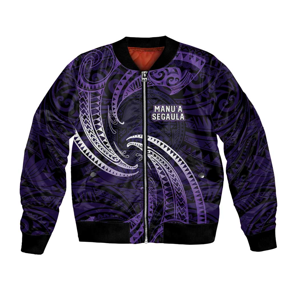 Manua Segaula American Samoa High School Personalized Bomber Jacket Polynesian Wave Style LT9 Unisex Purple - Polynesian Pride