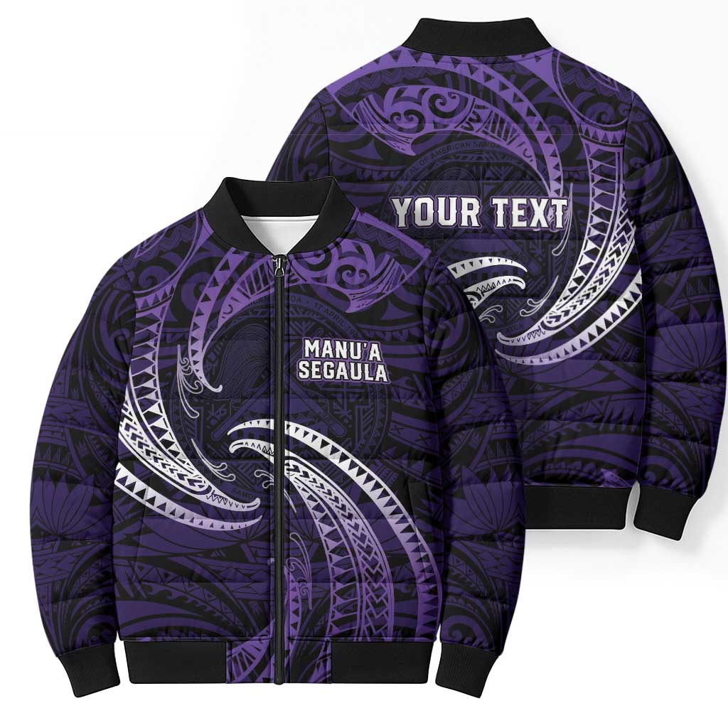 Manua Segaula American Samoa High School Personalized Bomber Puffer Jacket Polynesian Wave Style - Polynesian Pride
