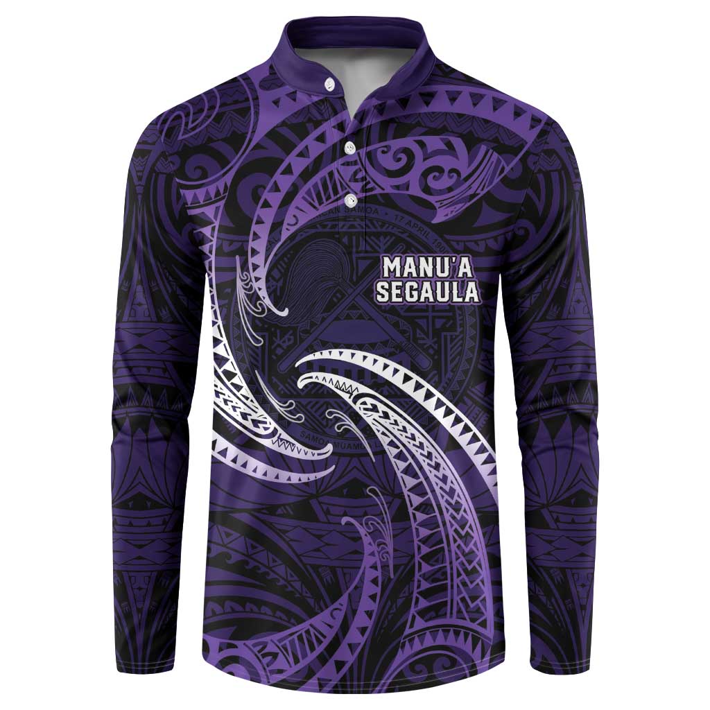 Manua Segaula American Samoa High School Personalized Button Sweatshirt Polynesian Wave Style LT9 Purple - Polynesian Pride
