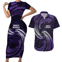 Manua Segaula American Samoa High School Personalized Couples Matching Short Sleeve Bodycon Dress and Hawaiian Shirt Polynesian Wave Style