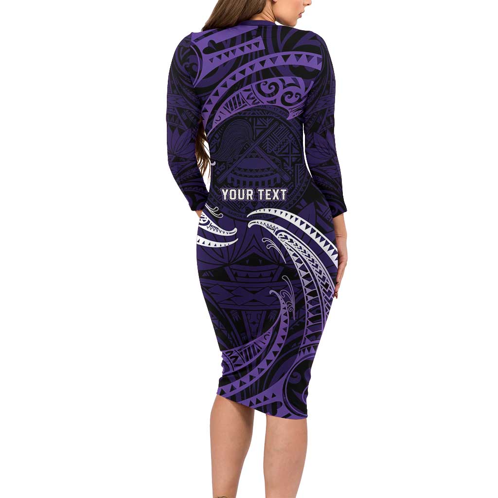 Manua Segaula American Samoa High School Personalized Family Matching Long Sleeve Bodycon Dress and Hawaiian Shirt Polynesian Wave Style
