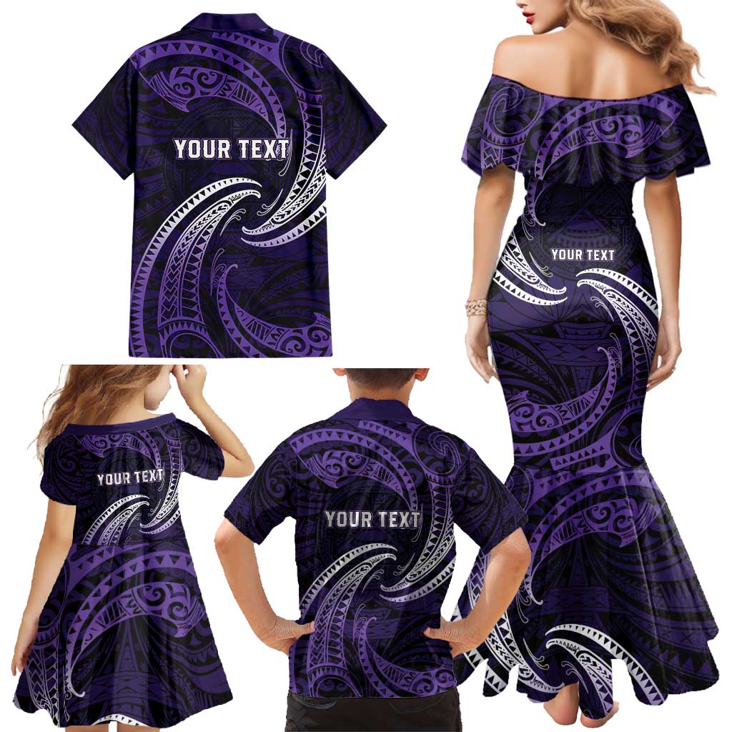 Manua Segaula American Samoa High School Personalized Family Matching Mermaid Dress and Hawaiian Shirt Polynesian Wave Style