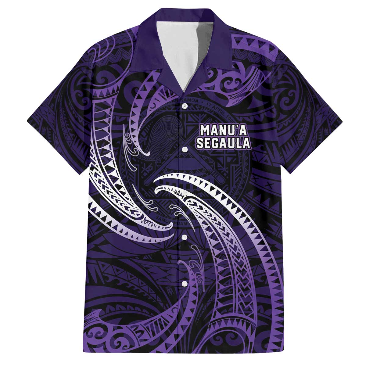 Manua Segaula American Samoa High School Personalized Family Matching Off The Shoulder Long Sleeve Dress and Hawaiian Shirt Polynesian Wave Style
